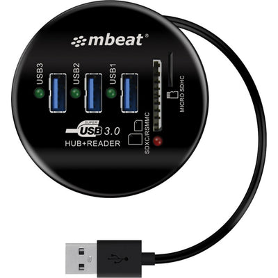 HCR518 3 PORT USB HUB AND CARD READER USB3.0 MBEAT MB-HCR518