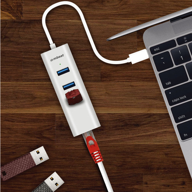 UCH31 USB-C 3 PORT USB HUB WITH LAN HAMILTON GIGABIT MBEAT MB-UCH-31