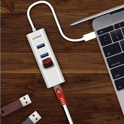 UCH31 USB-C 3 PORT USB HUB WITH LAN HAMILTON GIGABIT MBEAT MB-UCH-31
