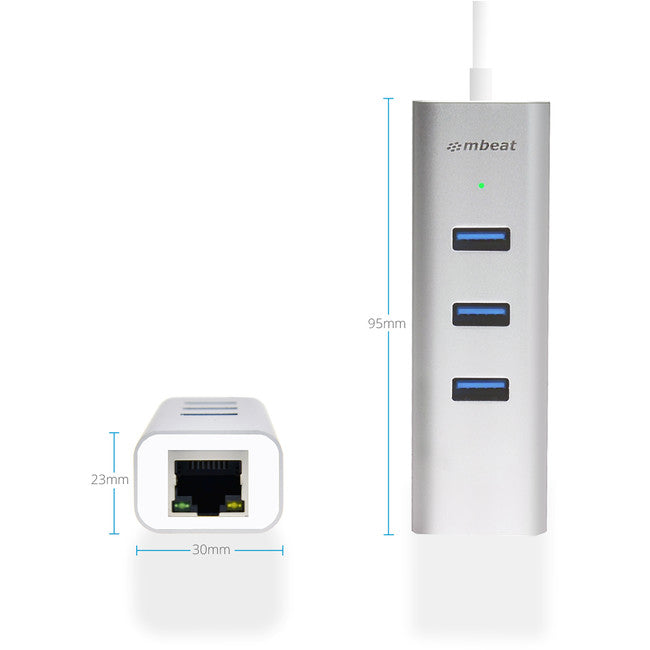 UCH31 USB-C 3 PORT USB HUB WITH LAN HAMILTON GIGABIT MBEAT MB-UCH-31