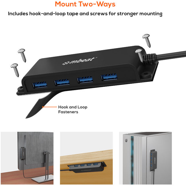 HUBE04 - MOUNTABLE 4 PORT USB-C HUB - MBEAT