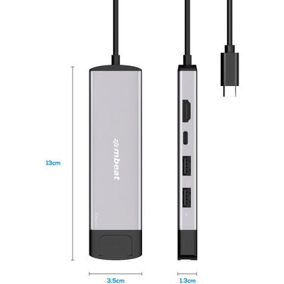 UCDX7 7 IN 1 USB-C MULTIFUNCTION HUB PD 4K HDMI GIGA LAN MBEAT MB-UCD-X7