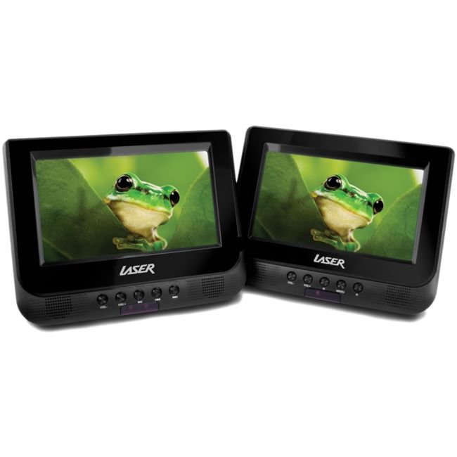 DVDP7D 7" PORTABLE DUAL SCREEN DVD USB AND CARD READER LASER LASER DVD-PORT7-DUALC