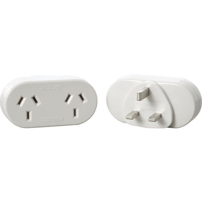 KAUKDA DUAL AUST. TO SINGLE UK TRAVEL ADAPTOR KORJO KORJO KAUKDA