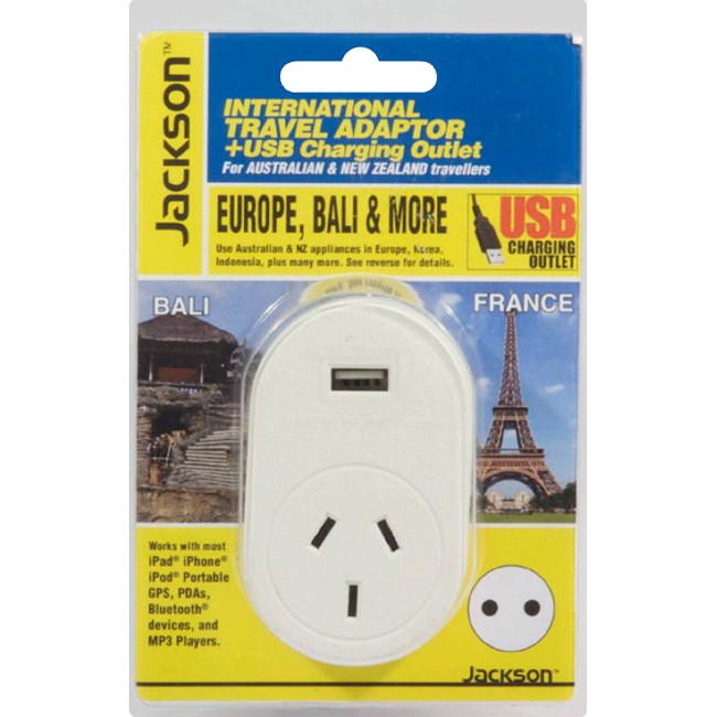 PTA8810USB TRAVEL ADAPTOR TO EUROPE BALI INDONESIA WITH USB JACKSON JACKSON PTA8810USB