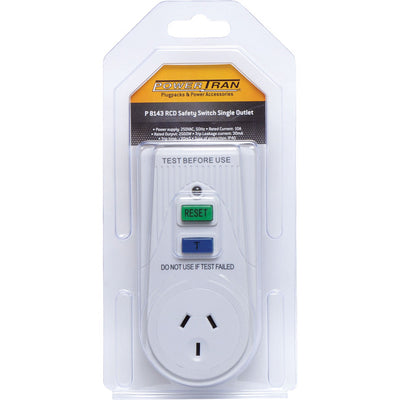 P8143 RCD SAFETY SWITCH OUTLET POWERTRAN P8143