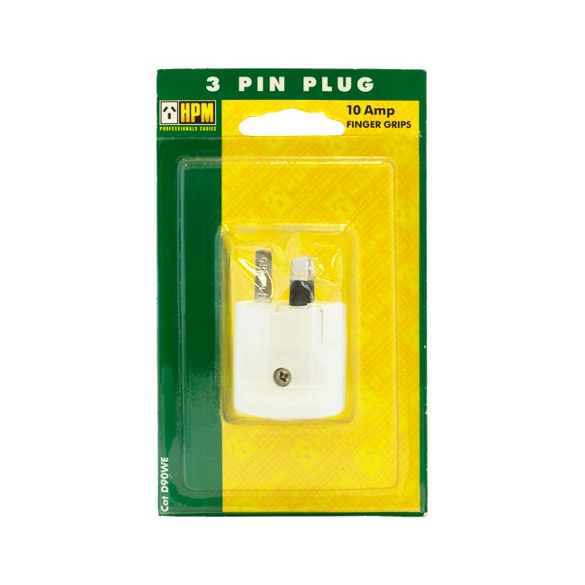 D90WE 3 PIN QUICK CONNECT PLUG LARGE FINGER GRIP WHITE - HPM HPM D90WE