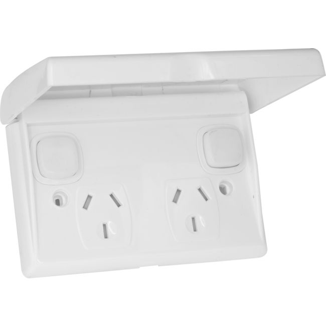 P2WP/SL WEATHERPROOF POWERPOINT OUTDOOR WALL PLATE SLIM/ 10A TRANSCO P2WP/SL