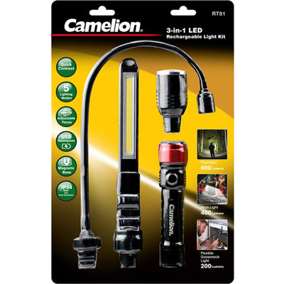 CART81 T6 CREE LED RECH 3 IN 1 KIT WORK LIGHT- FLEXIBLE- TORCH CAMELION CART81