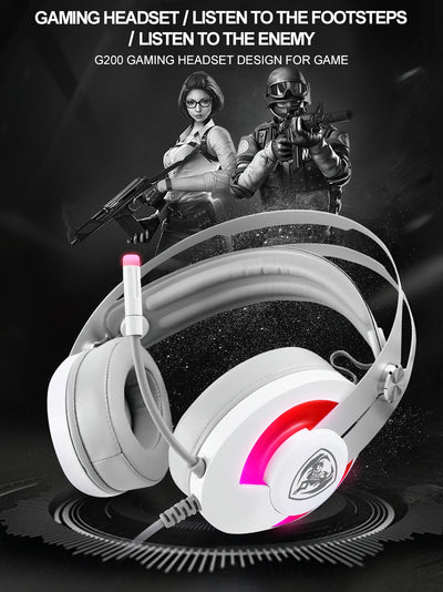 USB Gaming Headset Stereo Surround PC Computer Headphone Mic LED Speed Controls