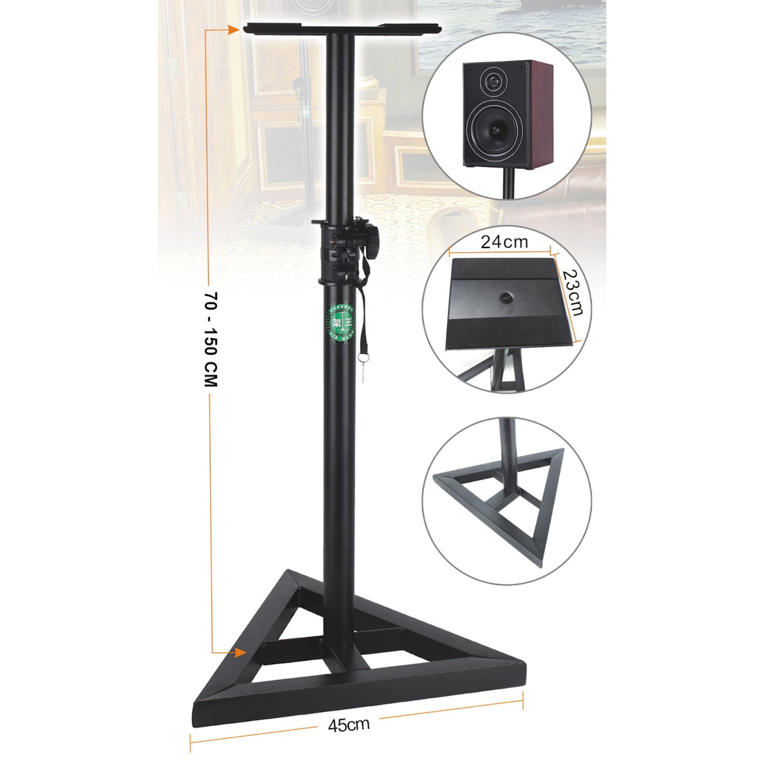 2x Studio Monitor Surround Speaker Floor Stand 150cm Holder DJ Stage Music Home Theatre