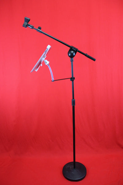 Universal Tablet Holder For Microphone and Music Stand Clamp On Metal Gooseneck Suits iPad or Android