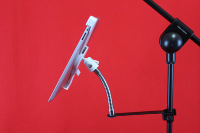 Universal Tablet Holder For Microphone and Music Stand Clamp On Metal Gooseneck Suits iPad or Android