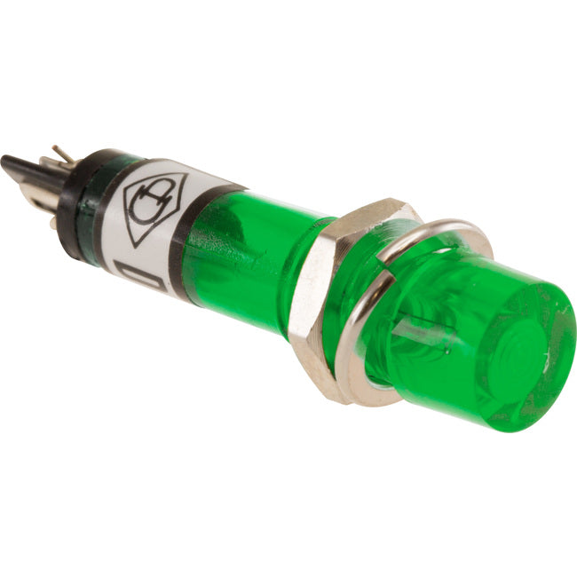 ML625G 12V MINI INDICATOR LIGHT GREEN DC GLOBE - 6MM PANEL MOUNT 01-117 GRN
