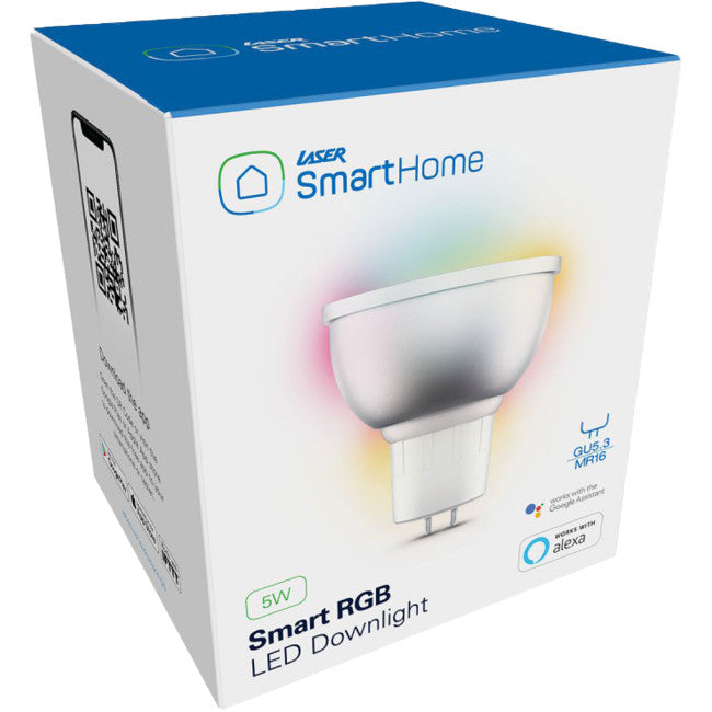 SHGU5.3RGB 5W GU5.3 SMART DOWNLIGHT RGB ALEXA GOOGLE HOME 430LM LASER SMT-RGBDL53-L