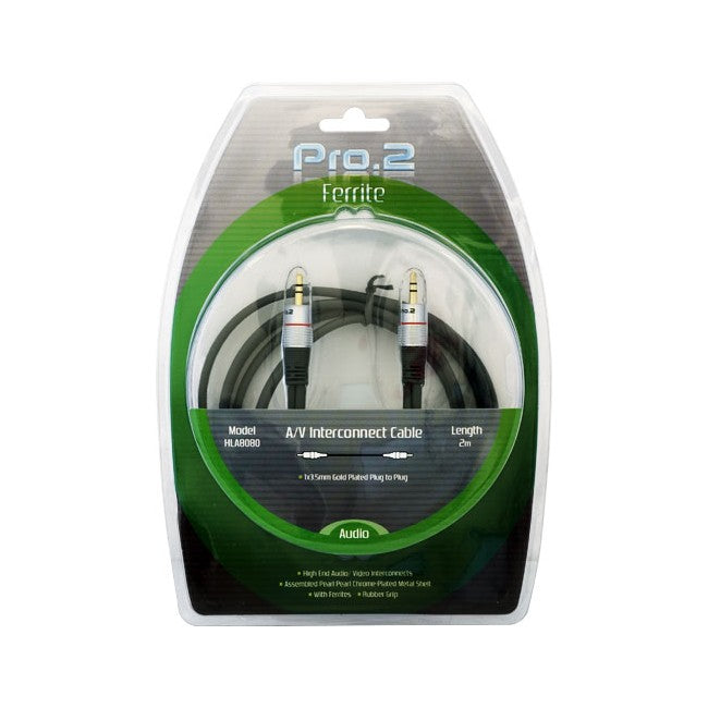 HLA8080 - 3.5MM PLUG STEREO LEAD - 2M - AUDIOPHILE FERRITE EMI PROTECT - PRO2