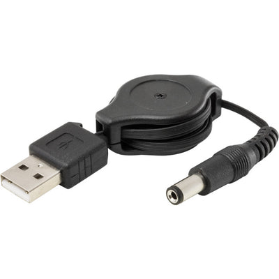 LC7225 0.8M RETRACTABLE USB TO DC PLUG TO PLUG USB2 TO 2.1MM DC PRO2