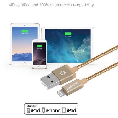 ICA-GLD 1.2M LIGHTNING CABLE GOLD MFI TOUGHLINK MBEAT MB-ICA-GLD