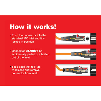 K9-0.5MLK 0.5M IEC LOCKING POWER LEAD BLACK IEC-C13 IECL-3P-005