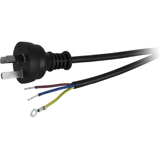 53PB 5M 7.5A 3 CORE MAINS LEAD BARE WIRE POWER LEAD BLACK DOSS