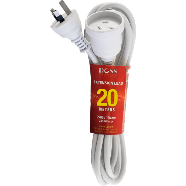 EXL20M - 20M POWER EXTENSION LEAD - WHITE - DOSS