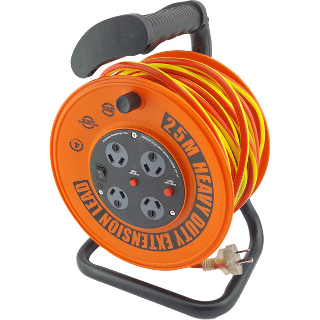 UR24025R HANDYMAN EXT REEL WITH - 25M 4 WAY SURGE POWER BOARD ULTRACHARGE UR240/25R
