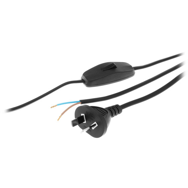K3761-002 INLINE SWITCH POWER LEAD BLACK 3MT 2 CORE 27871062