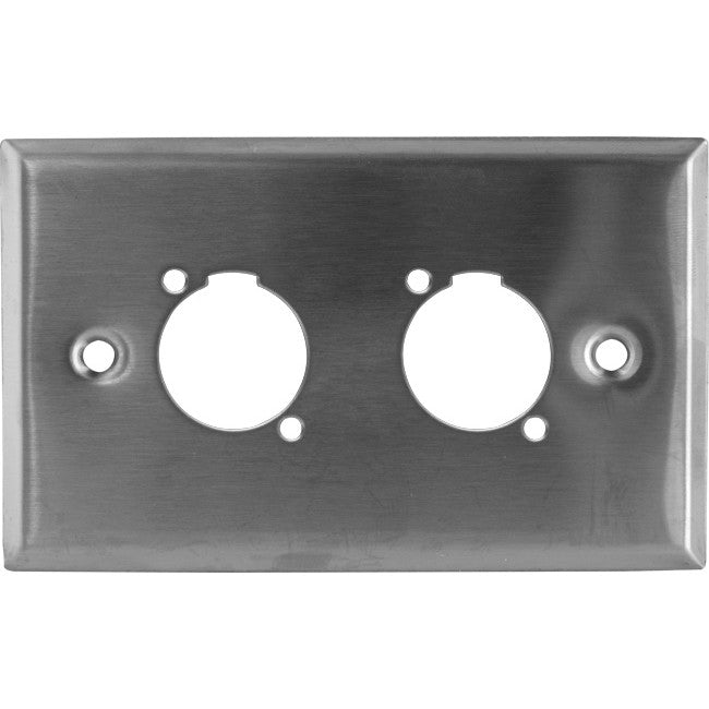 PD5192 - TWIN XLR S/S WALL PLATE - STAINLESS STEEL