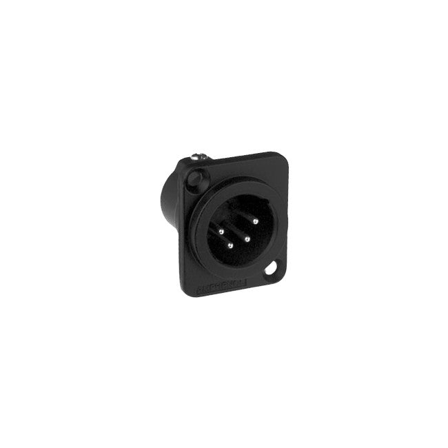 PD5352 - 4 PIN PANEL XLR PLUG (AC4MDZB) - METAL BLACK SQUARE - AMPHENOL