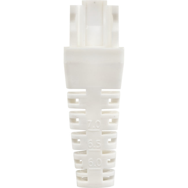 PK4095 7.5MM WHITE RJ45 RUBBER BOOT TRIMMABLE 5.5-7.0MM SNAP PK100 T3 2735WT-00-100AP