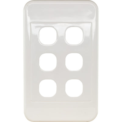 PK4596 6 GANG WALL PLATE WHITE CLIPSAL 2000 SERIES CLIPSAL CLI2036VHWE