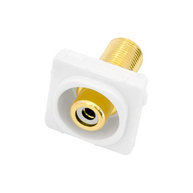 PK4652 - WHITE RCA SOCKET TO 'F' SOCKET - INSERT TO SUIT CLIPSAL GOLD - PRO2
