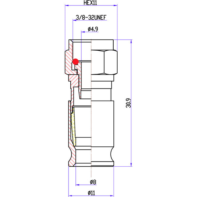 PR1014 'F' COMPRESSION RG6QUAD PLUG NO INNER LINER TYPE FZ071-B
