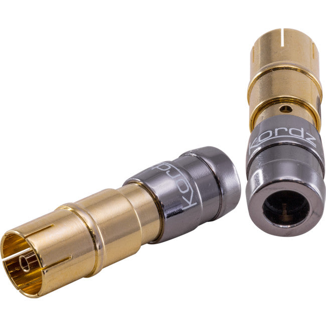 RC6TVF GOLD COMPRESSION PAL SOCKET CONNECTOR SUITS 6MM OD COAX KORDZ RC6-TVF