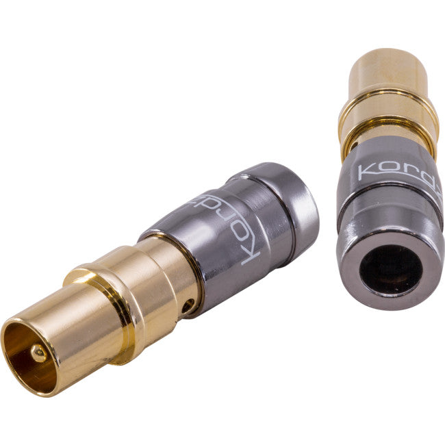 RC6TVM GOLD COMPRESSION PAL PLUG CONNECTOR SUITS 6MM OD COAX KORDZ RC6-TVM