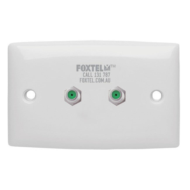 PR3872 TWIN 'F' SOCKET TO SOCKET WALLPLATE FOXTEL APPROVED APO22FOX3
