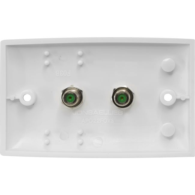 PR3872 TWIN 'F' SOCKET TO SOCKET WALLPLATE FOXTEL APPROVED APO22FOX3