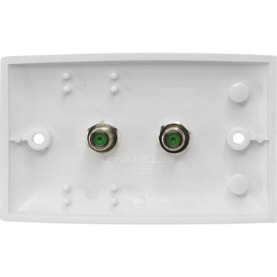 PR3872 TWIN 'F' SOCKET TO SOCKET WALLPLATE FOXTEL APPROVED APO22FOX3