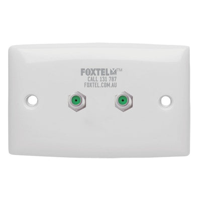 PR3872 TWIN 'F' SOCKET TO SOCKET WALLPLATE FOXTEL APPROVED APO22FOX3