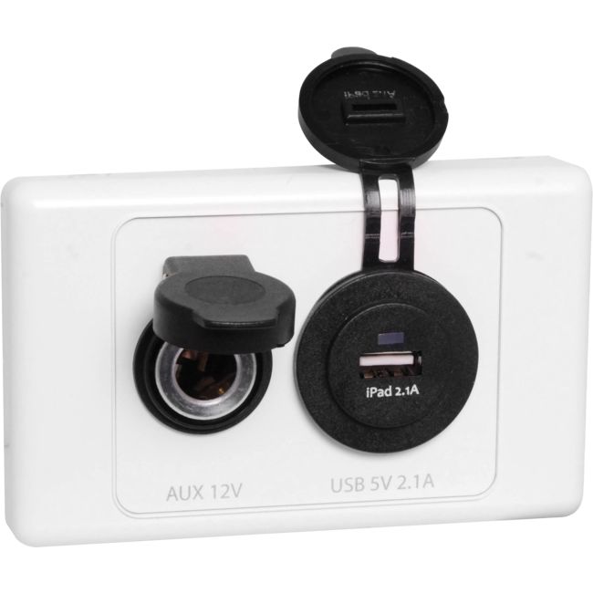 L1042 - USB AND MERIT 12V WALL PLATE - CARAVAN RV 5V