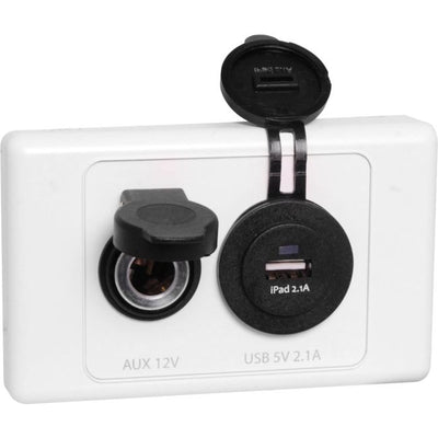 L1042 - USB AND MERIT 12V WALL PLATE - CARAVAN RV 5V