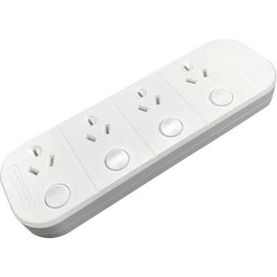 PT1614 - 4 OUTLET SWITCHED POWERBOARD - WHITE - JACKSON