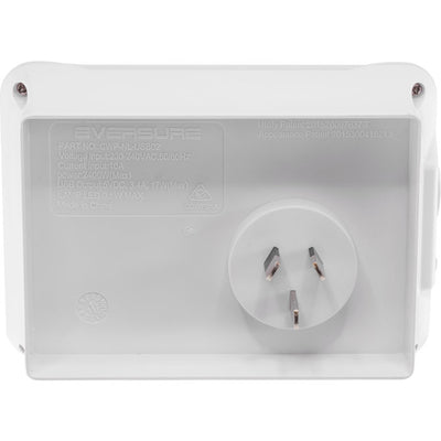 CWPUSB2 CLIP OVER WALL PLATE WITH USB DOUBLE GPO NIGHT LIGHT AC EVERSURE 33531029