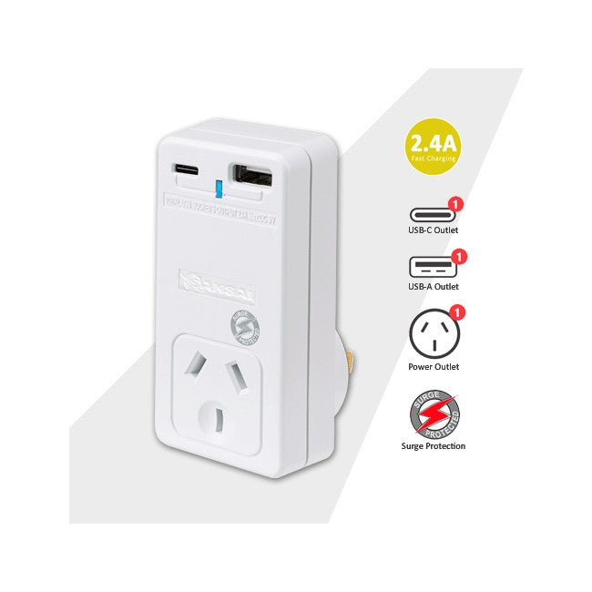 SURGE PROTECTOR WITH USB-C AND A SANSAI PAD301USB