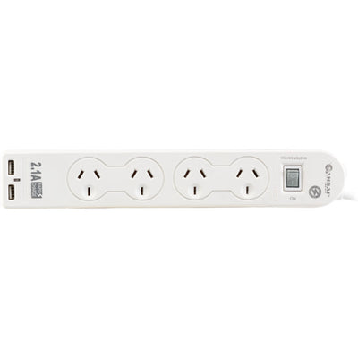 PAD502USB 4 WAY POWERBOARD WITH 2 USB MASTER SWITCH SANSAI 33531129