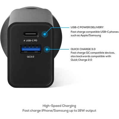 PQC18B 18W USB-C PD AND QC3.0 CHARGER GORILLA POWER MBEAT 33774460