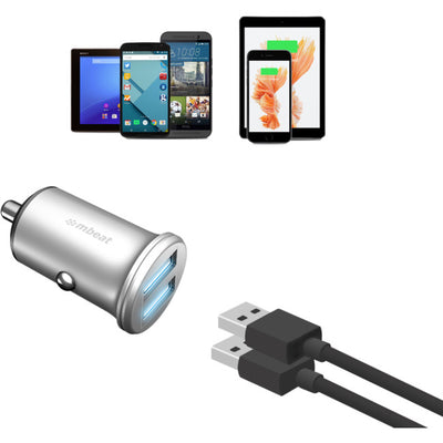 C248 MINI CIG DUAL USB CAR CHARGER 2XUSB 5V 2.4A ALUMINIUM MBEAT MB-CHGR-C248