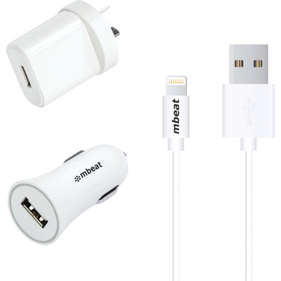 UCKA31W USB WALL & CAR CHARGING KIT LIGHTNING MBEAT MB-UCKA31W