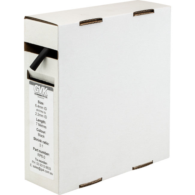 RP64 6.4MM X 7MT HEAT SHRINK ROLL 3:1 RATIO - BLACK RP6