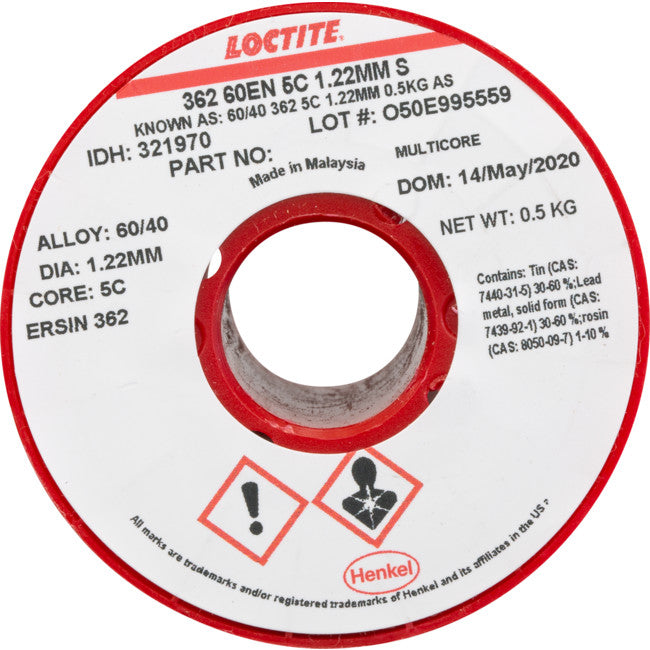 18500MCS 60/40 500G 1.22MM SOLDER 60% TIN, 40% LEAD - MULTICORE LOCTITE MC093